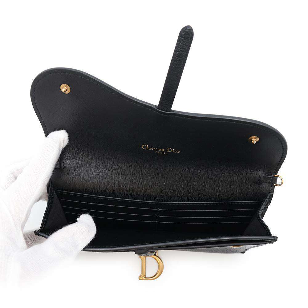 Christian Dior Chain Wallet Saddle Long Leather Black - Picture 7 of 14